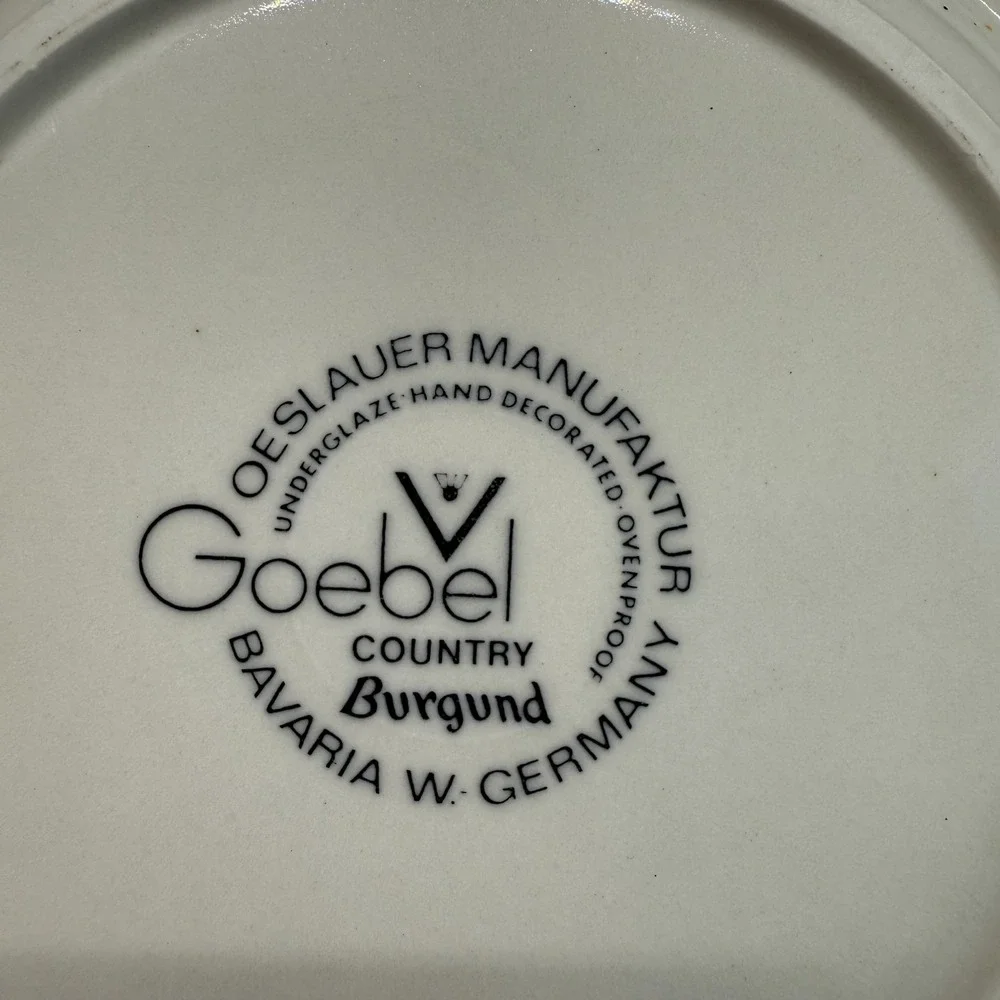 Vintage Goebel COUNTRY BURGUND‎ Individual Salad Plate West Germany 7 3/4